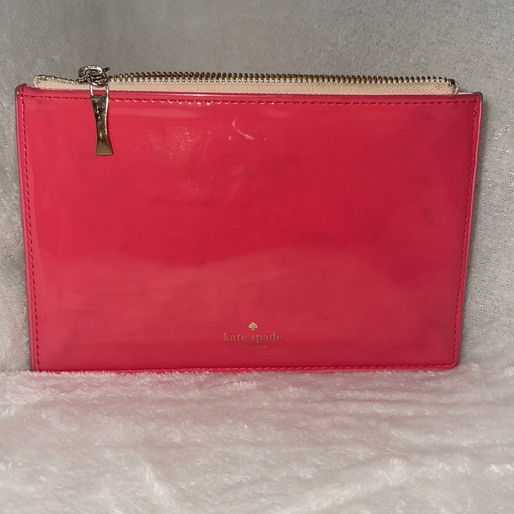 Kate Spade ♠️ cosmetic makeup pouch bag pink and gold
